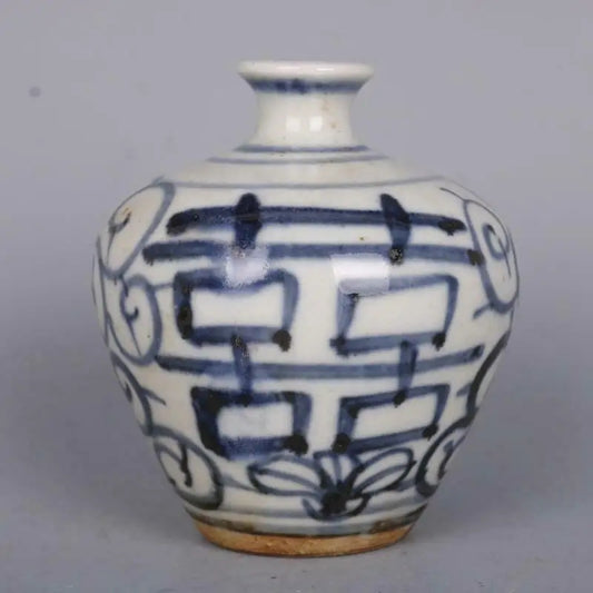 Blue and White Porcelain Jar Xi Design Pot 5.71 inch Mini Decorative Vase